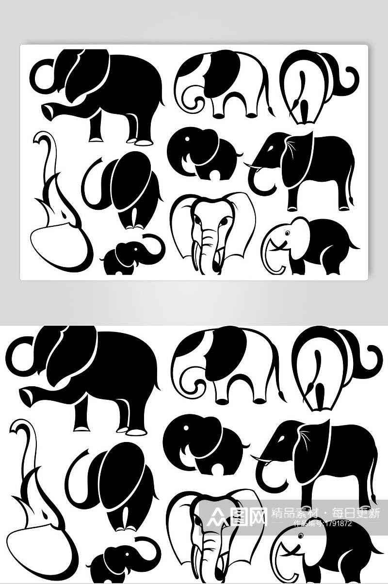 大象动物剪影矢量元素素材素材