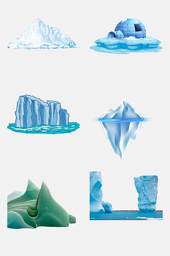扁平风冰山冰川雪景素材免抠元素素材