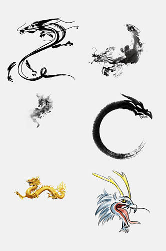 古代吉祥物中国龙纹图案元素素材