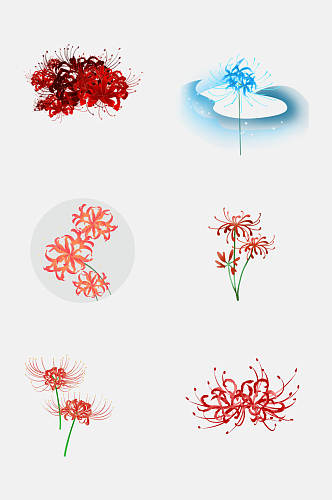 红色手绘画彼岸花曼珠沙华花卉元素材