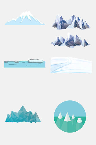 手绘画卡通冰山冰川雪景素材免抠元素素材