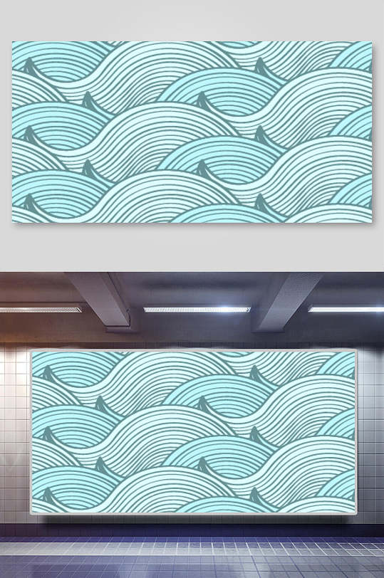 蓝色海浪波浪纹理背景素材展板
