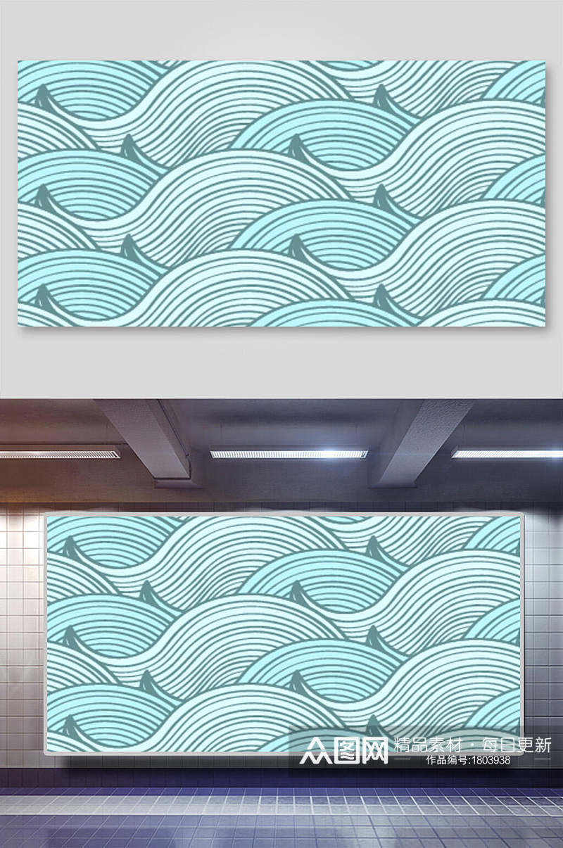 蓝色海浪波浪纹理背景素材展板素材
