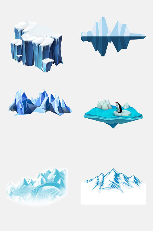 卡通冰山冰川雪景素材免抠元素素材