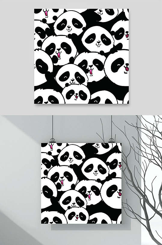 熊猫卡通动物矢量背景素材