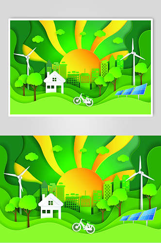 风车绿色环保设计元素素材
