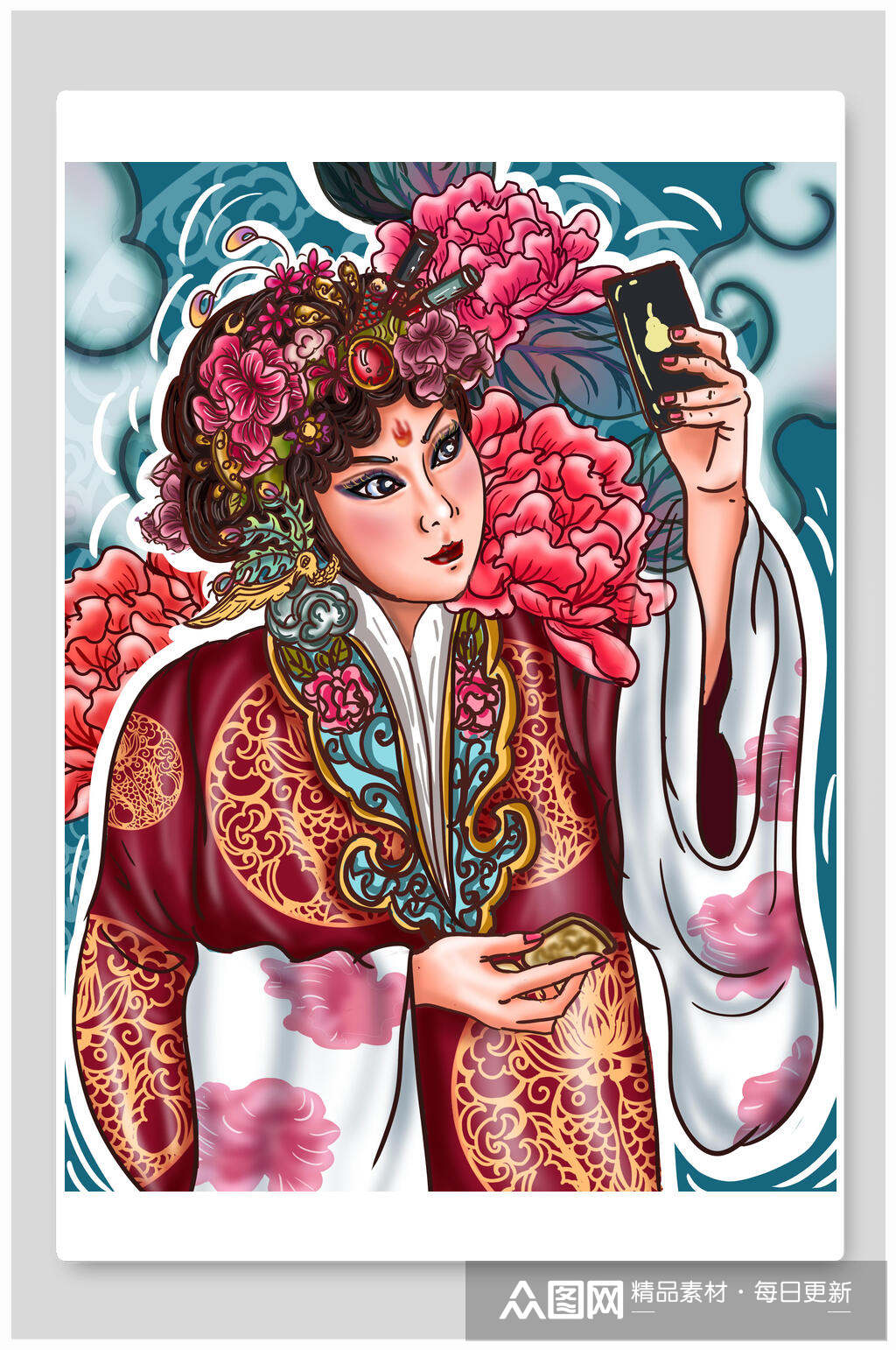 古风京剧戏曲花旦插画设计