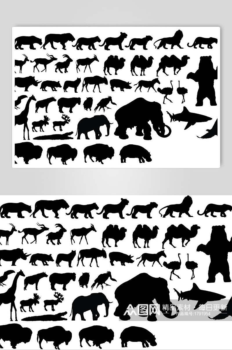 大象动物剪影矢量免抠元素素材素材