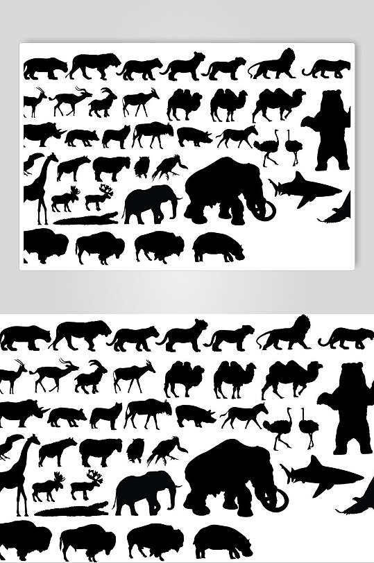 大象动物剪影矢量免抠元素素材