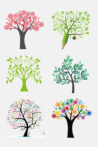 卡通可爱智慧树科技树状图元素素材
