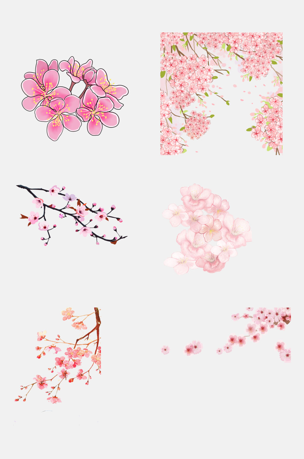 甜美樱花节梅花节素材元素素材