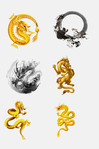 古代吉祥物中国龙纹图案元素素材
