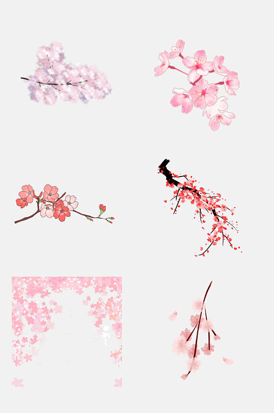 浪漫樱花节梅花节素材元素