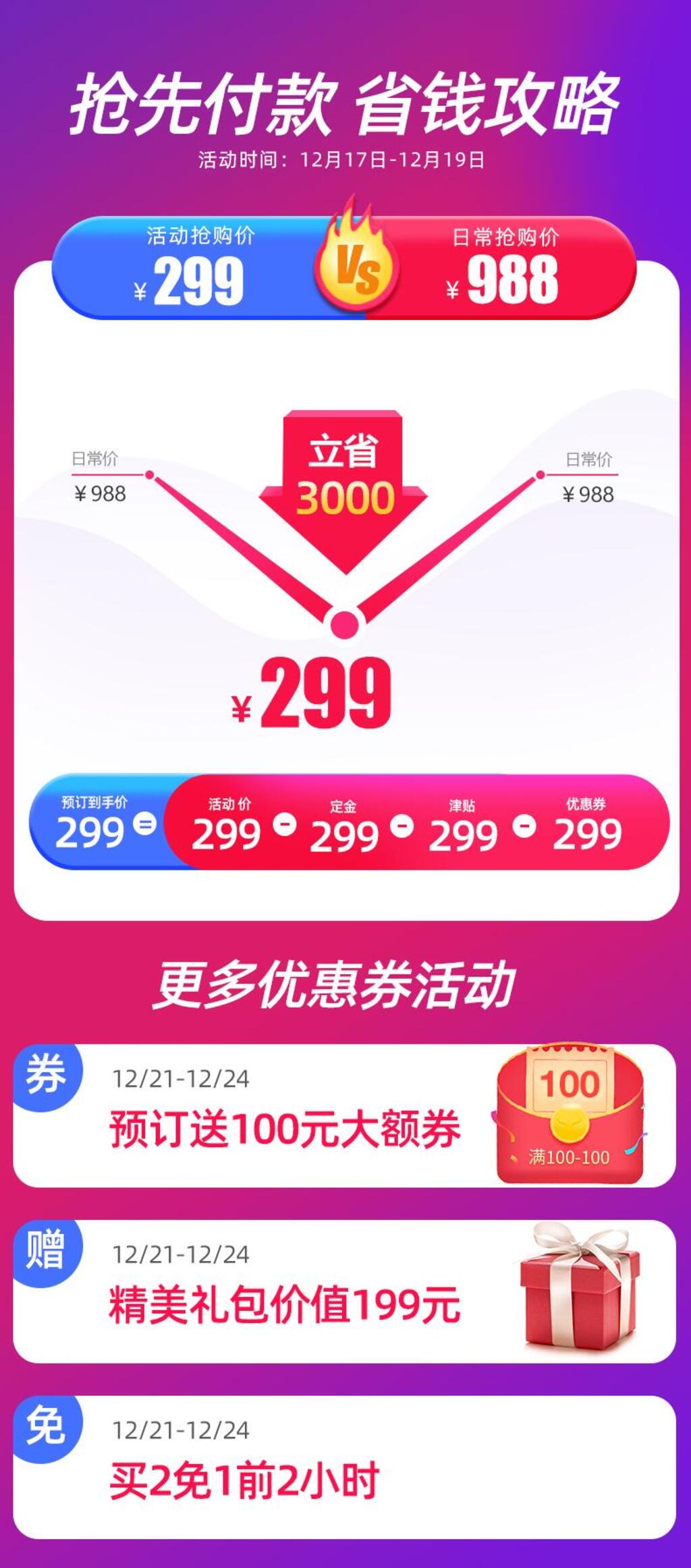 炫彩抢先付款省钱攻略电商详情页设计素材