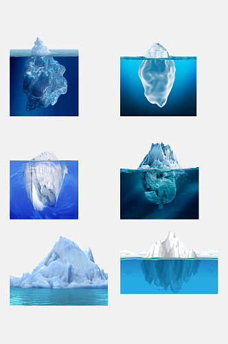 手绘画冰山冰川雪景素材免抠元素素材