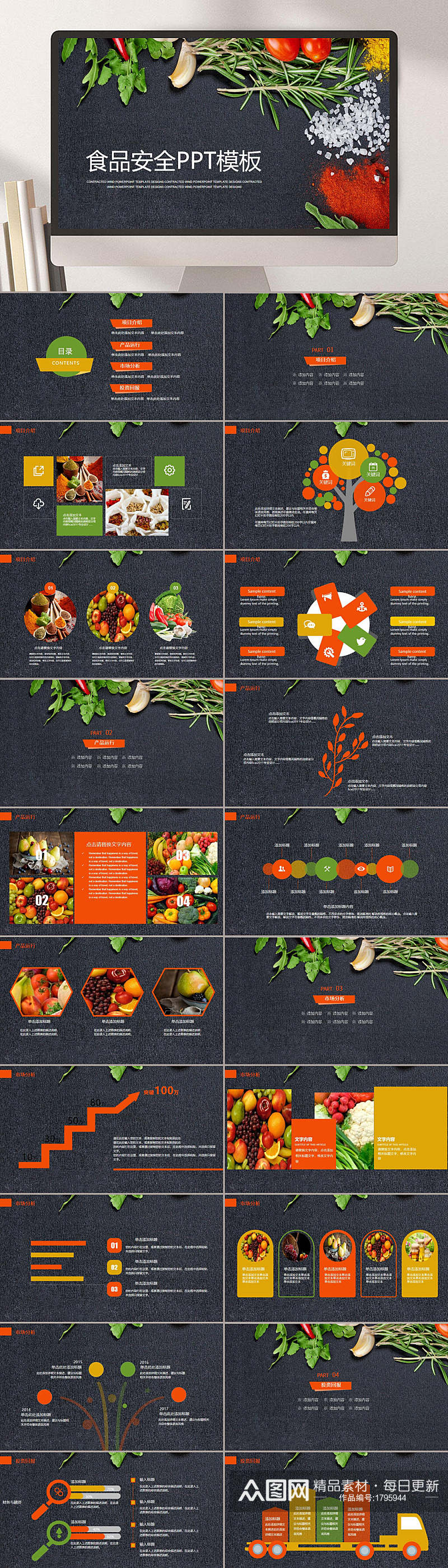 食品安全知识普及通用PPT模板素材