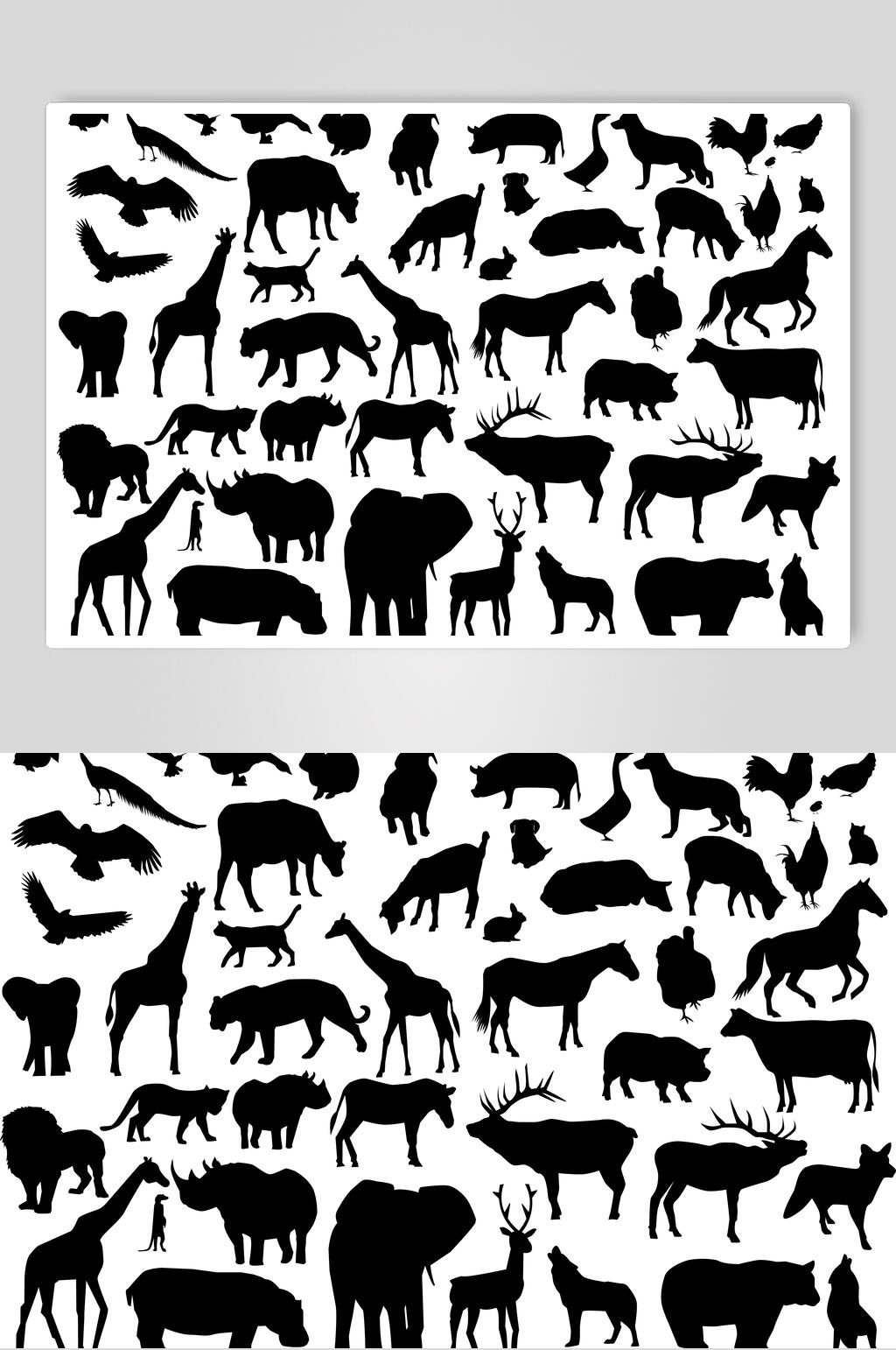 麋鹿动物剪影矢量免抠元素素材模板下载