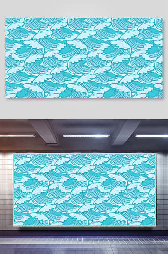 蓝色海浪波浪纹理背景素材展板