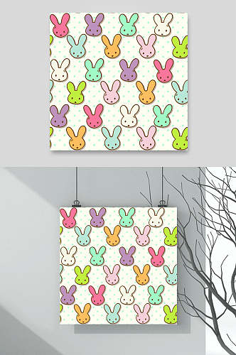 兔子彩色卡通动物矢量背景素材