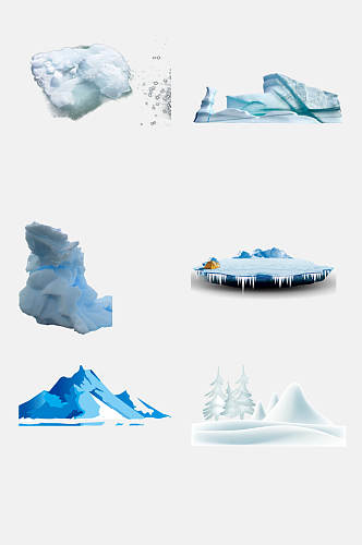 卡通冰山冰川雪景素材免抠元素素材