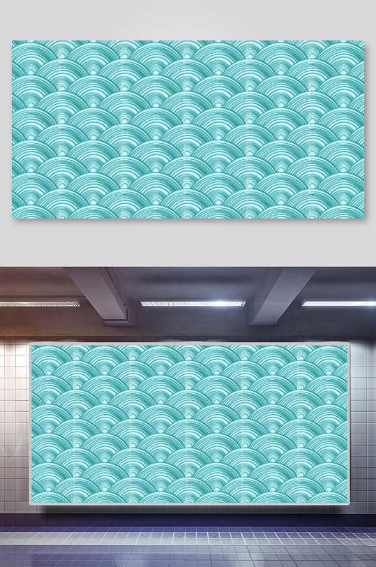 蓝绿色海浪波浪纹理背景素材展板