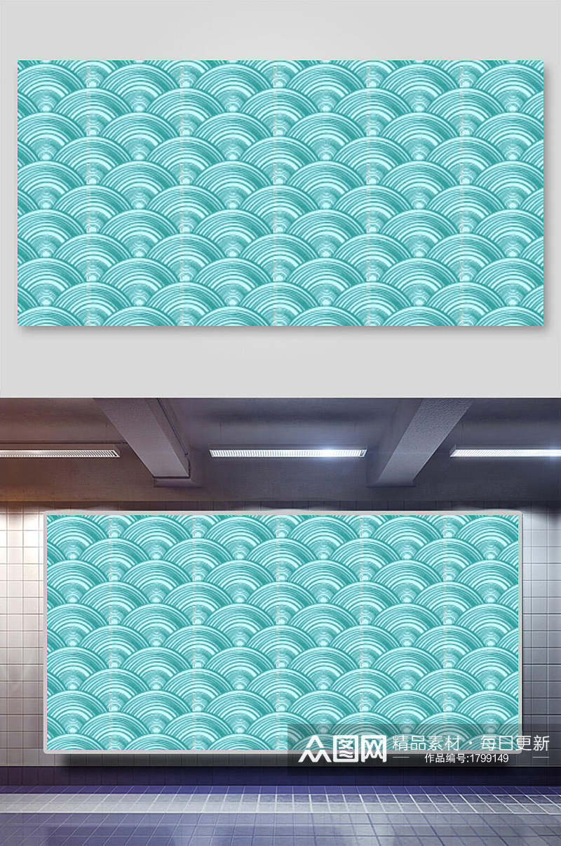 蓝绿色海浪波浪纹理背景素材展板素材