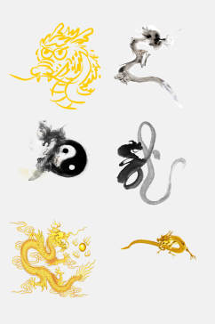 卡通古代中国龙纹图案元素素材