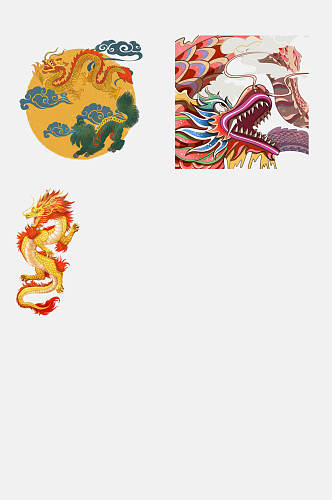 古代经典中国龙纹图案元素素材