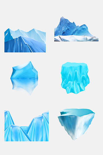 夏日冰山冰川雪景素材免抠元素素材