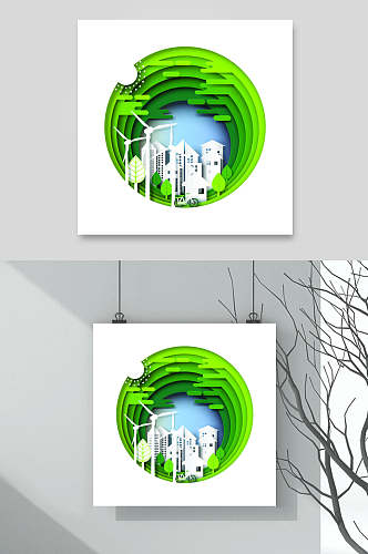 风车绿色环保图片设计元素素材