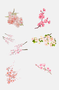 手绘画樱花节梅花节素材元素