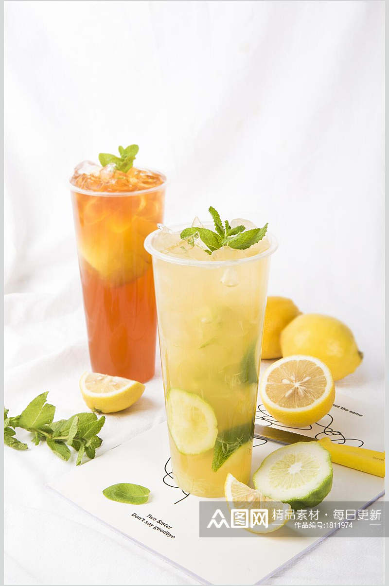 柠檬奶茶水果茶食品摄影图片素材