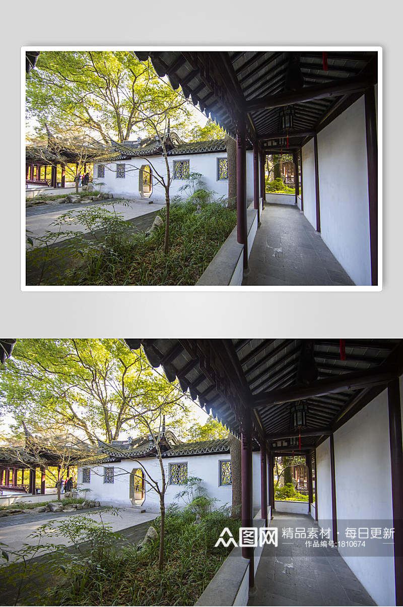 中国元素古建筑走廊高清图片 摄影图素材