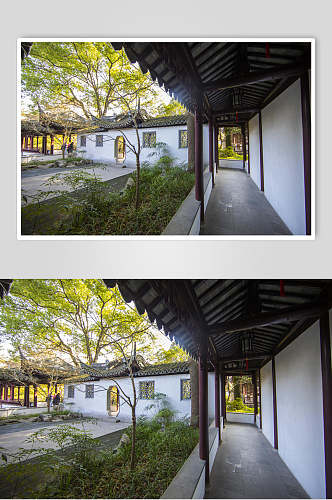中国元素古建筑走廊高清图片 摄影图