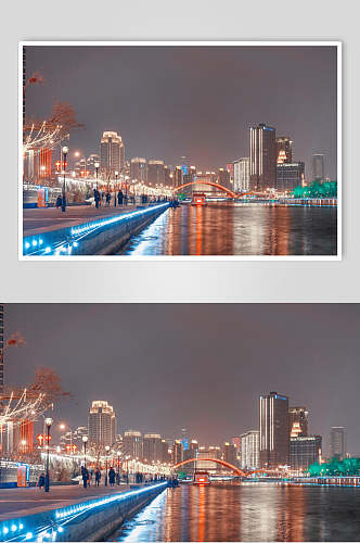 天津城市风光夜景摄影图片