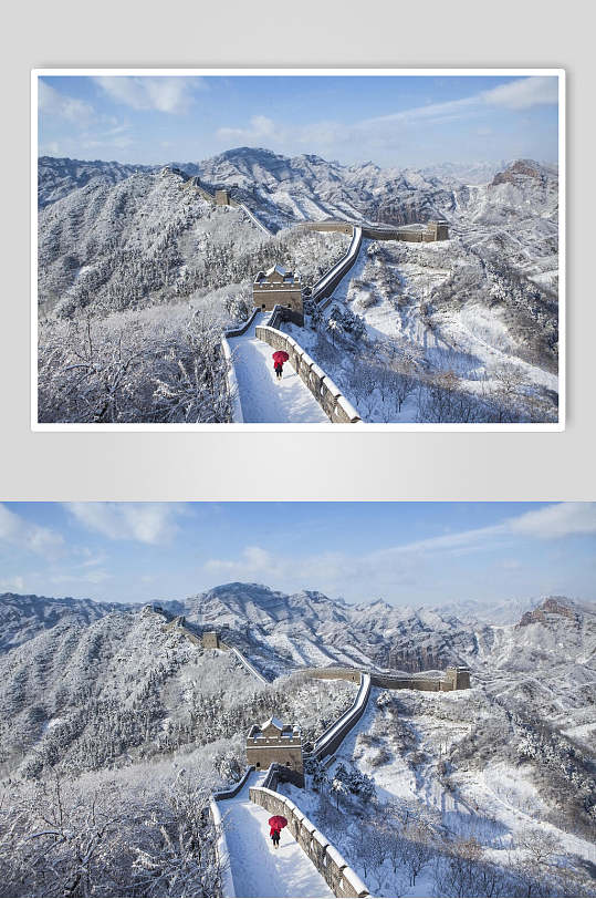 太空遥见长城名胜古迹摄影素材图片