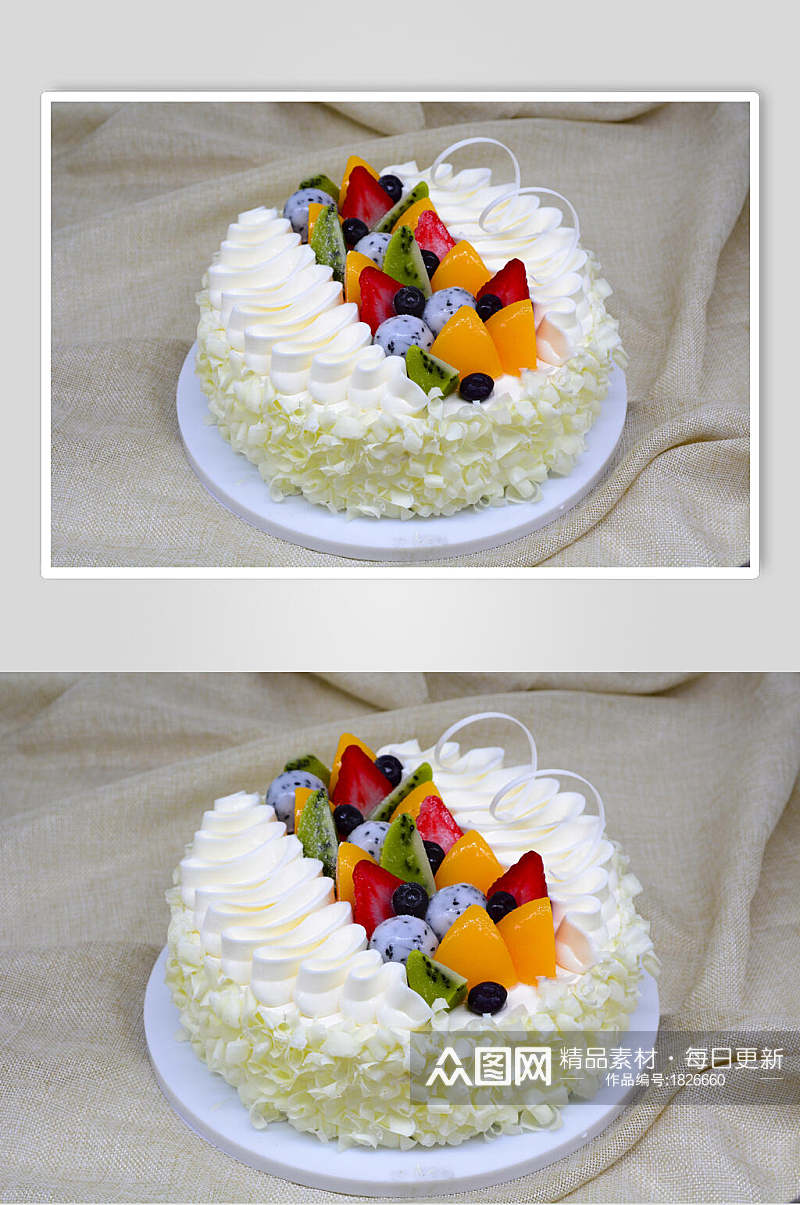 白色巧克力水果蛋糕图片素材