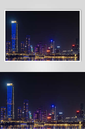 广东深圳南山区前海城市夜景图片