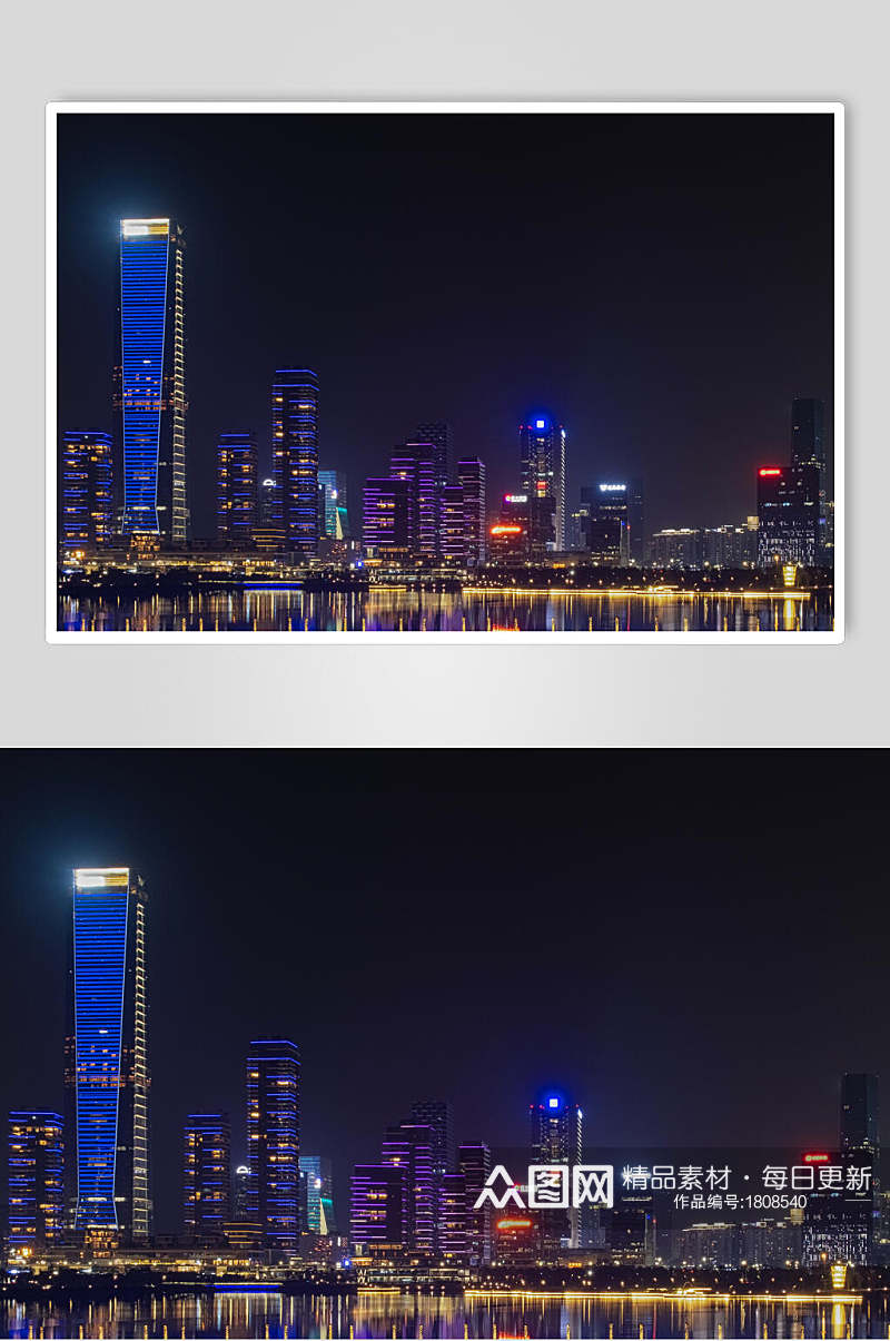 广东深圳南山区前海城市夜景图片素材