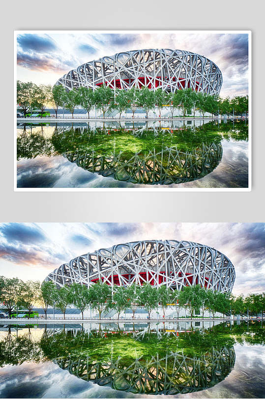 北京风光建筑鸟巢倒影高清图片