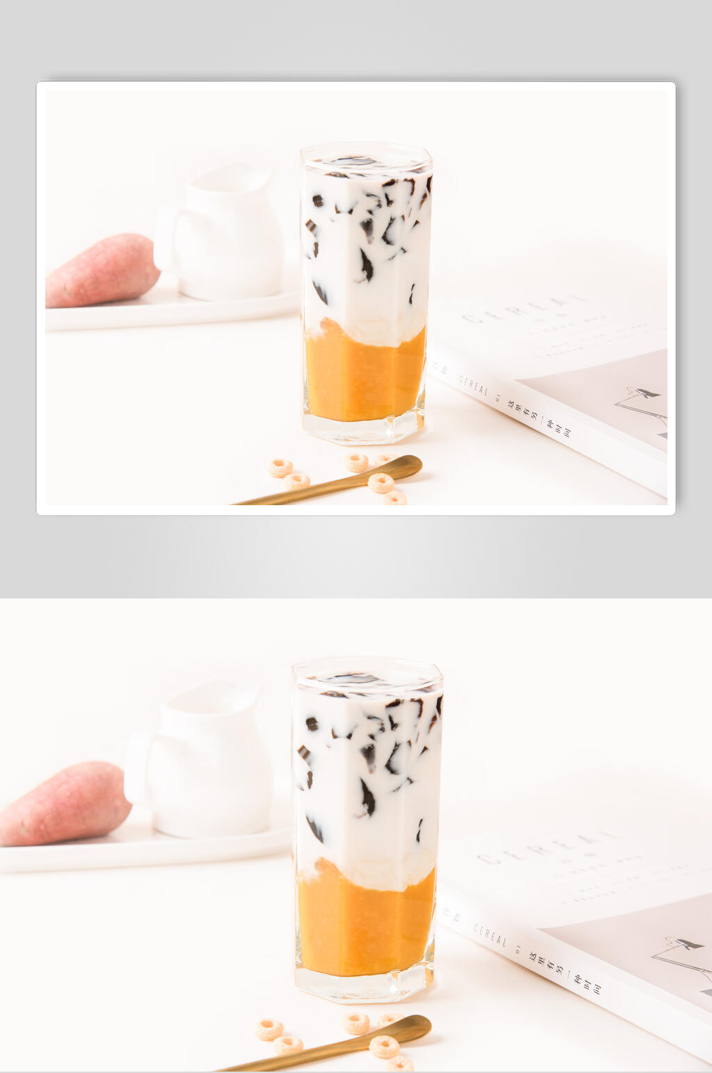 芒果布丁奶茶水果茶图片素材