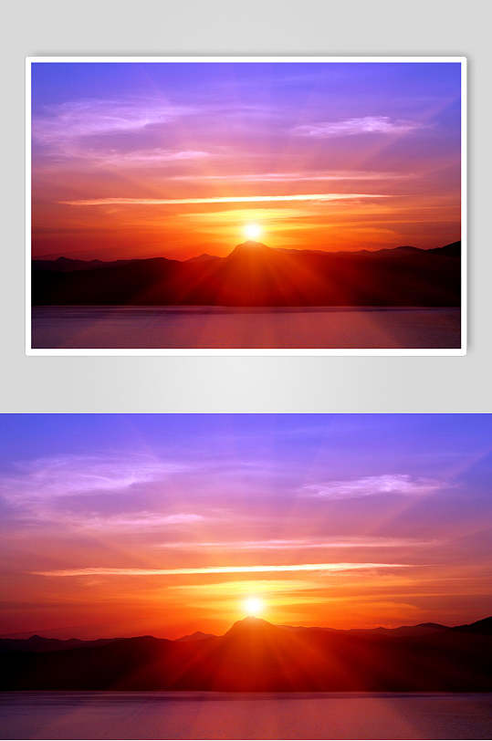 黄昏日出湖泊湖面图片