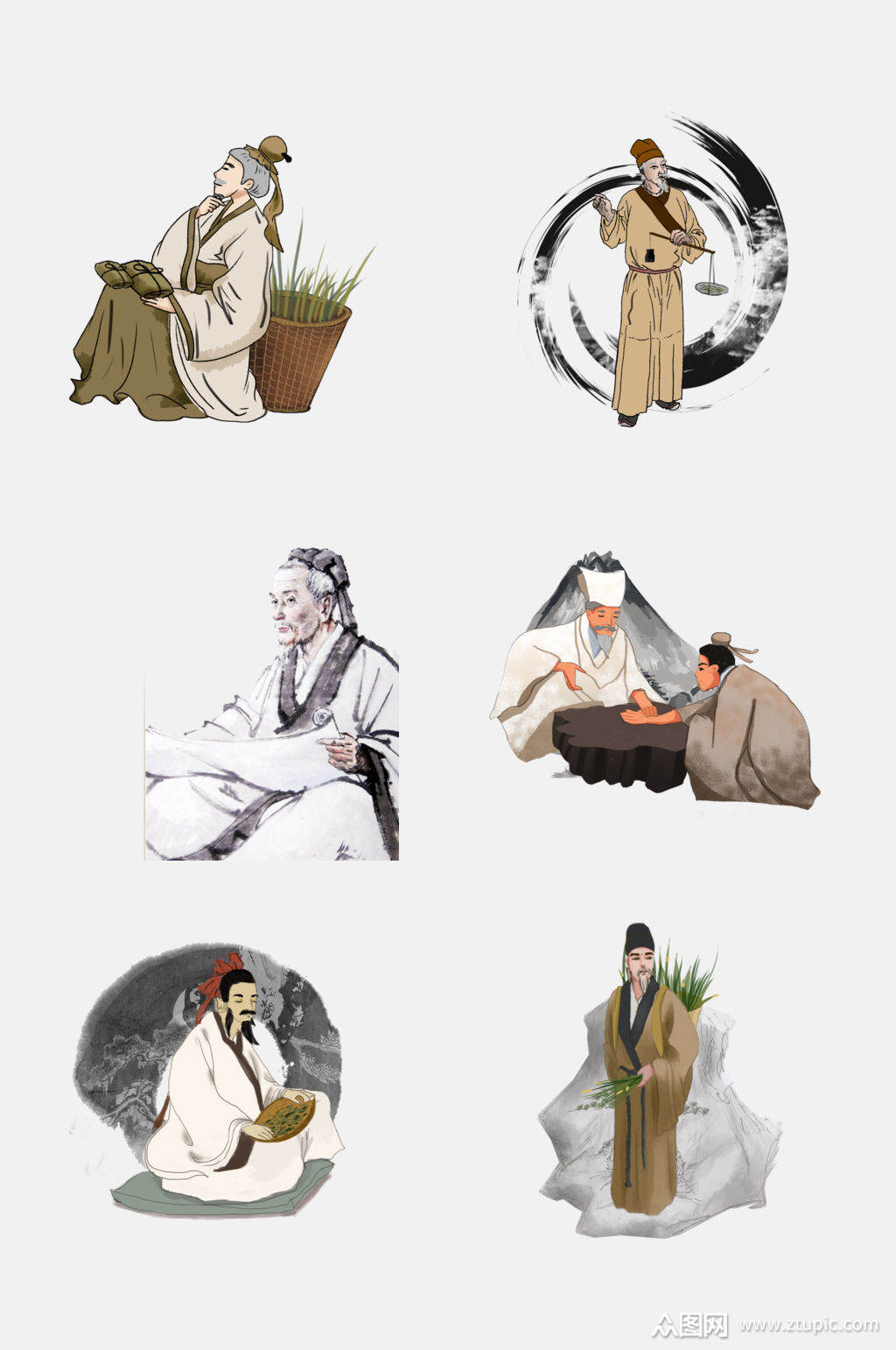 歌颂古代名医采药素材免抠元素素材