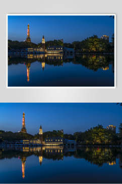 深圳世界之窗夜景倒影高清图片