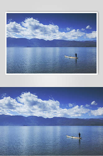 清澈泸沽湖摄影图片