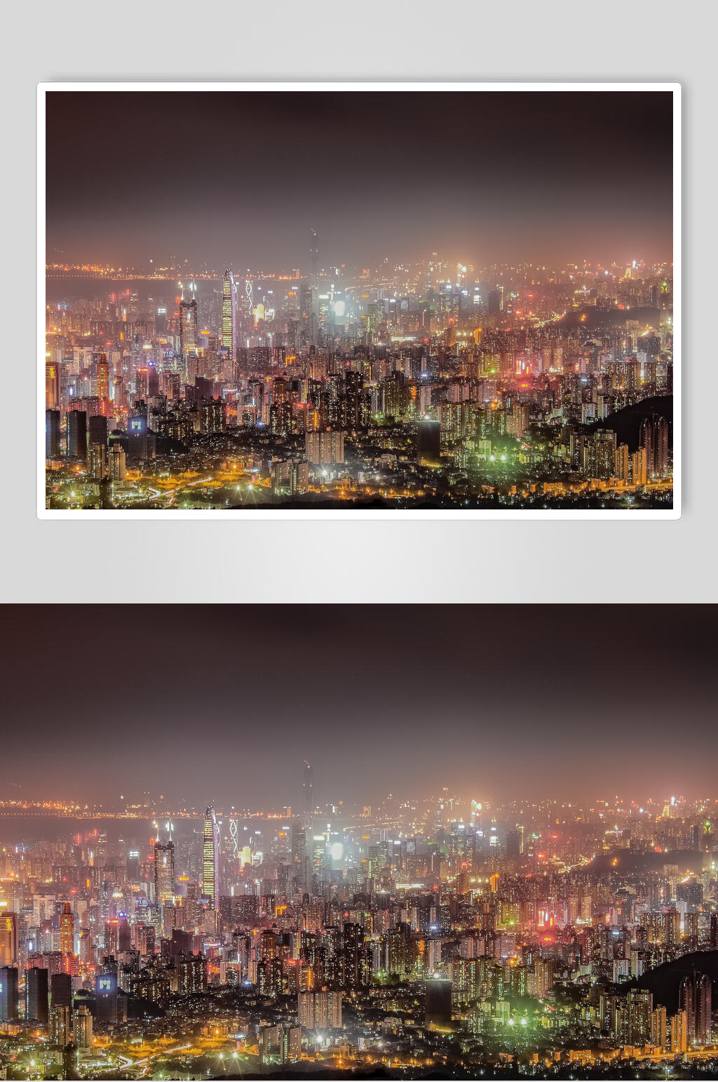 深圳城市建筑夜景全景图高清图片素材