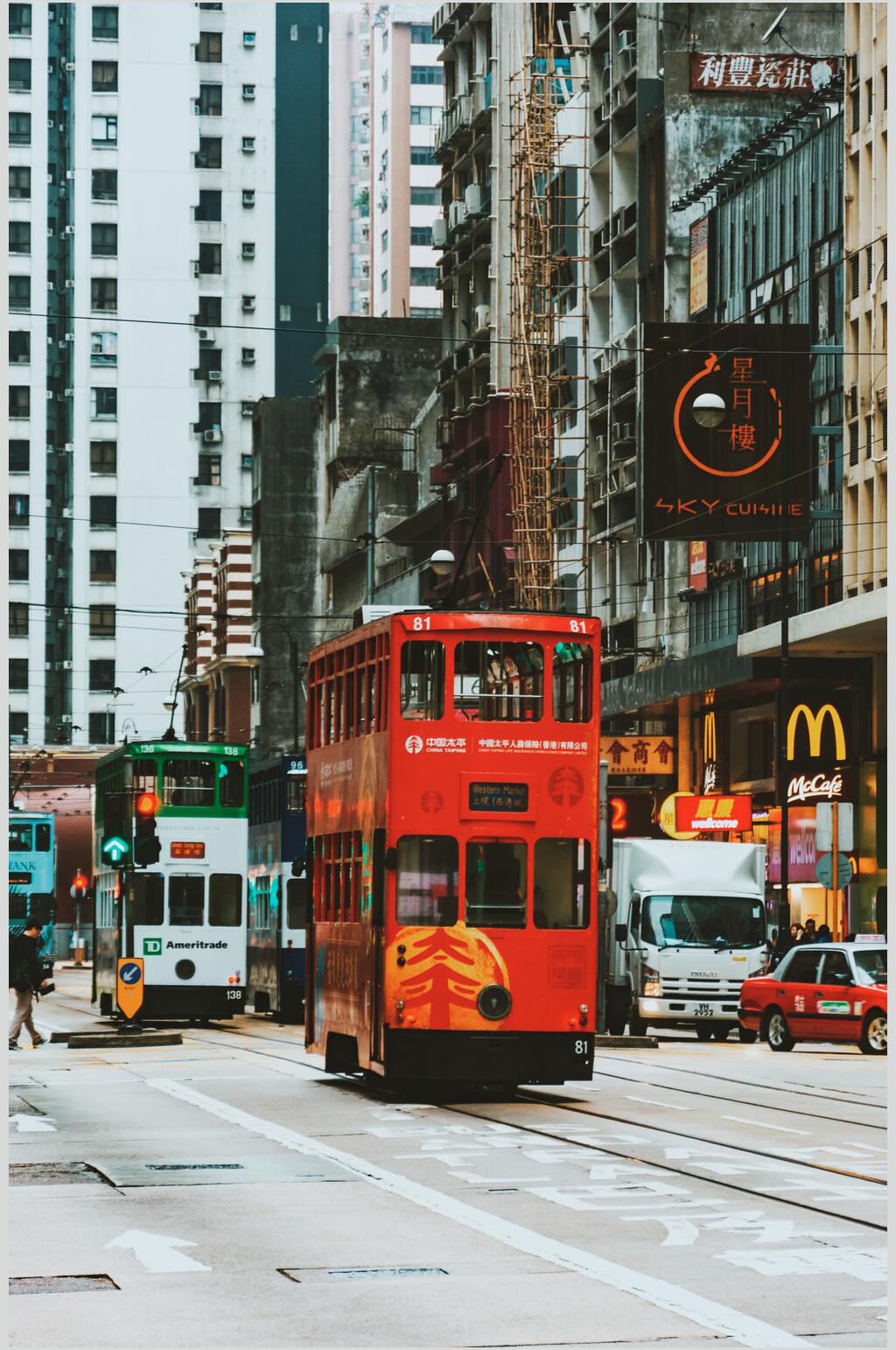 香港风景街道电车使用图片素材