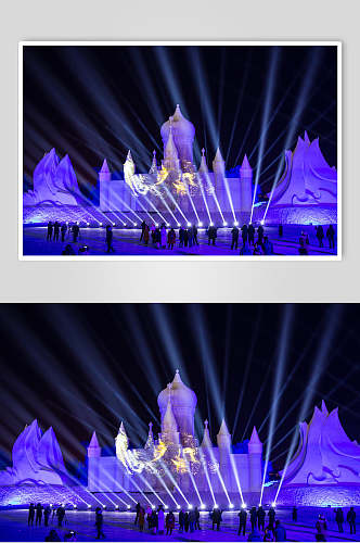 哈尔滨雪博会雪雕灯光秀高清图片