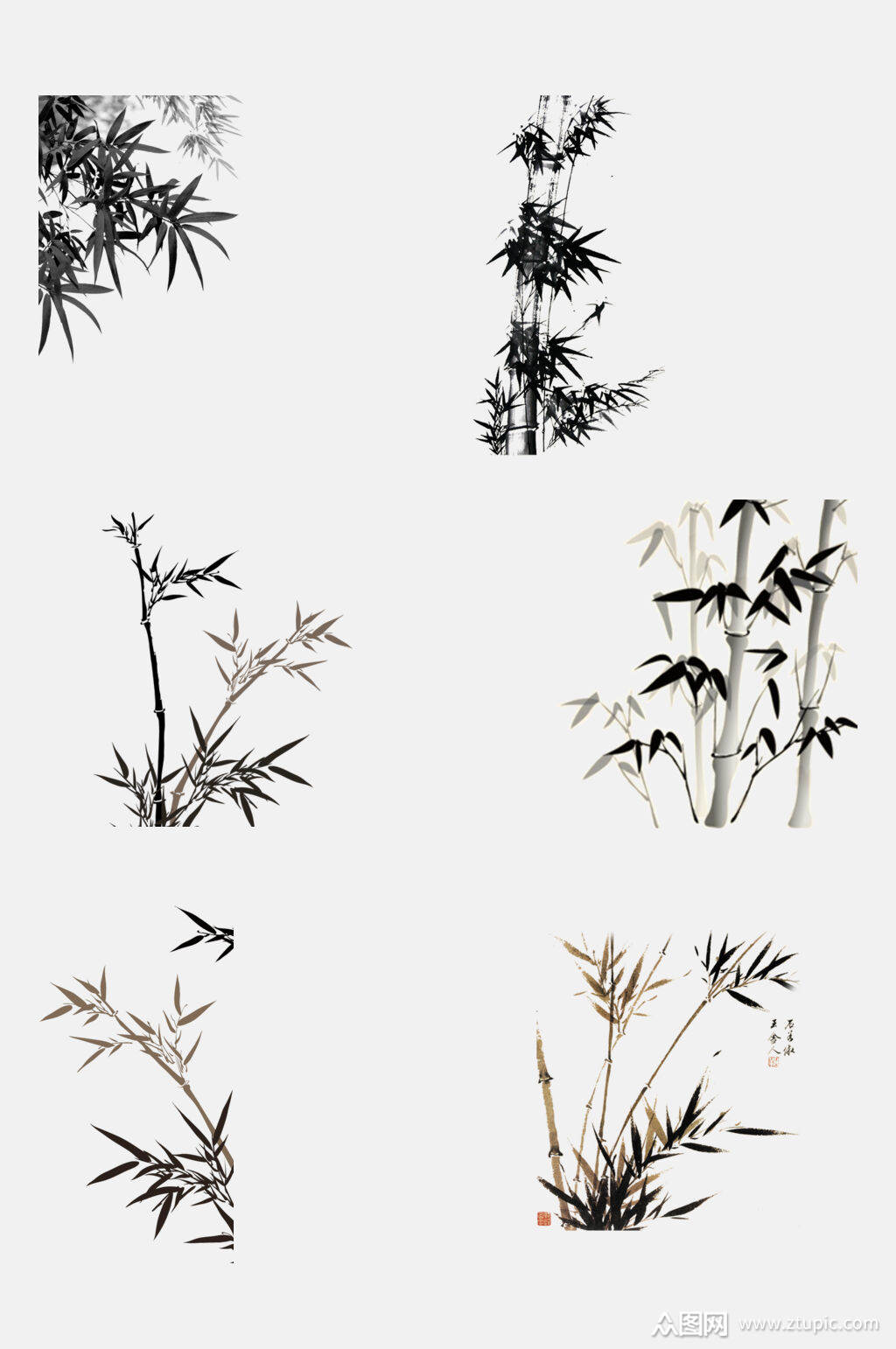 中国风水墨画竹子元素素材