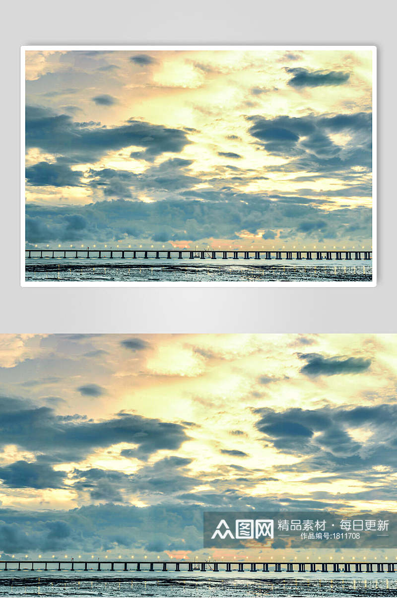 高清海湾大桥夕阳全景图片素材素材